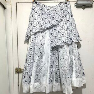 VINTAGE BALI MADE IN CANADA PATCHWORK RUFFLE MAXI SKIRTS SIZE 12